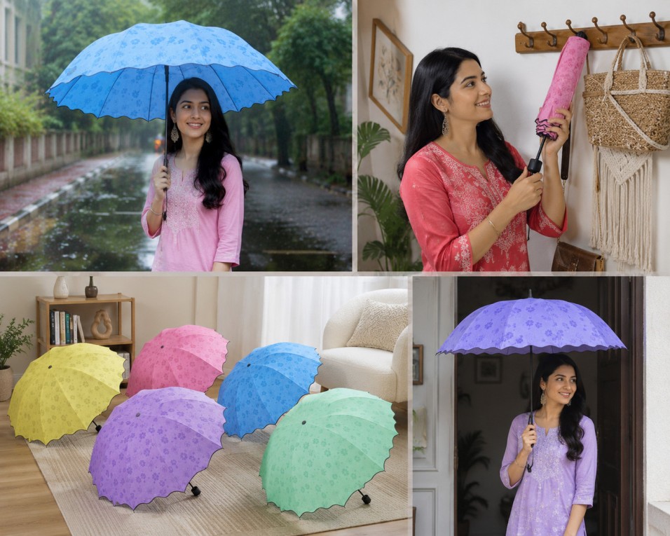 Magic Umbrella Color Changing Flower Print 3 Fold Rain & Sun