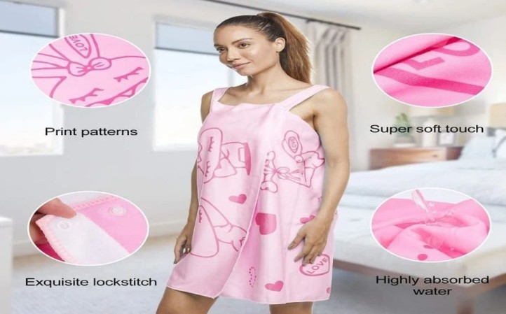 Wearable Bathrobe for Girls & Women, Bath Robe Towel for Women, Quick Dry Dress Towel for Ladies
