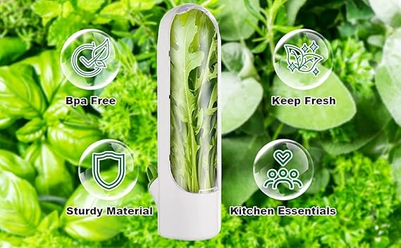 Herb Storage Container with Water Reservoir and Clear Cover for Refrigerator Fresh Herb Keeper
