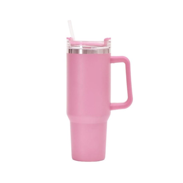 1200ml Insulated Tumbler with Lid and Straw, Stainless Steel, Double Wall Vacuum, Anti-Skid Handle, Cream (Multi Color)