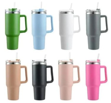 Buy 1200ml Insulated Tumbler with Lid and Straw, Stainless Steel, Double Wall Vacuum, Anti-Skid Handle, Cream (Multi Color) Online at Dmark