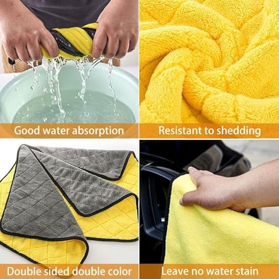 Microfiber Cleaning Cloths for Car (3 Towel), 40x30 cm Dual-Sided