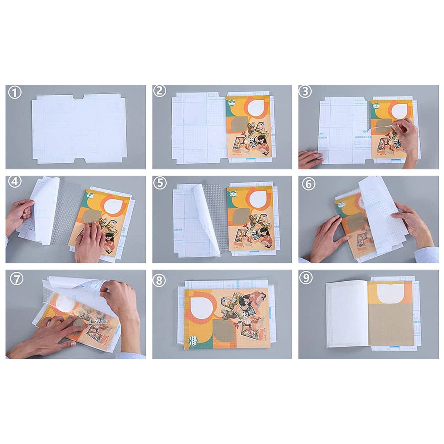 Transparent Self-Adhesive Book Cover Film – 30 Sheets (10 Each of 3 Sizes) | Waterproof Paper Sticker for Book Protection Textbook Covering Office Use | Easy-to-Apply Book Binding Sheets