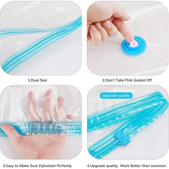 Vacuum Storage Bags for Clothes with Hand Pump – 5-Pack Space Saver Bags