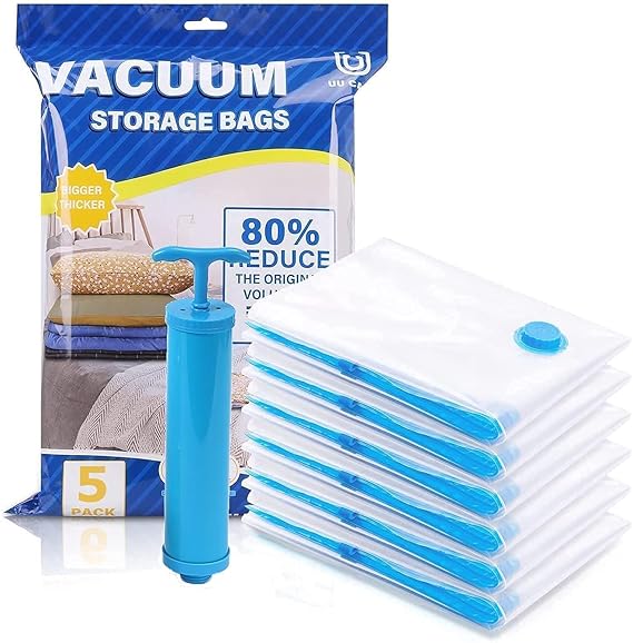Buy Vacuum Storage Bags for Clothes with Hand Pump – 5-Pack Space Saver Bags Online at Dmark