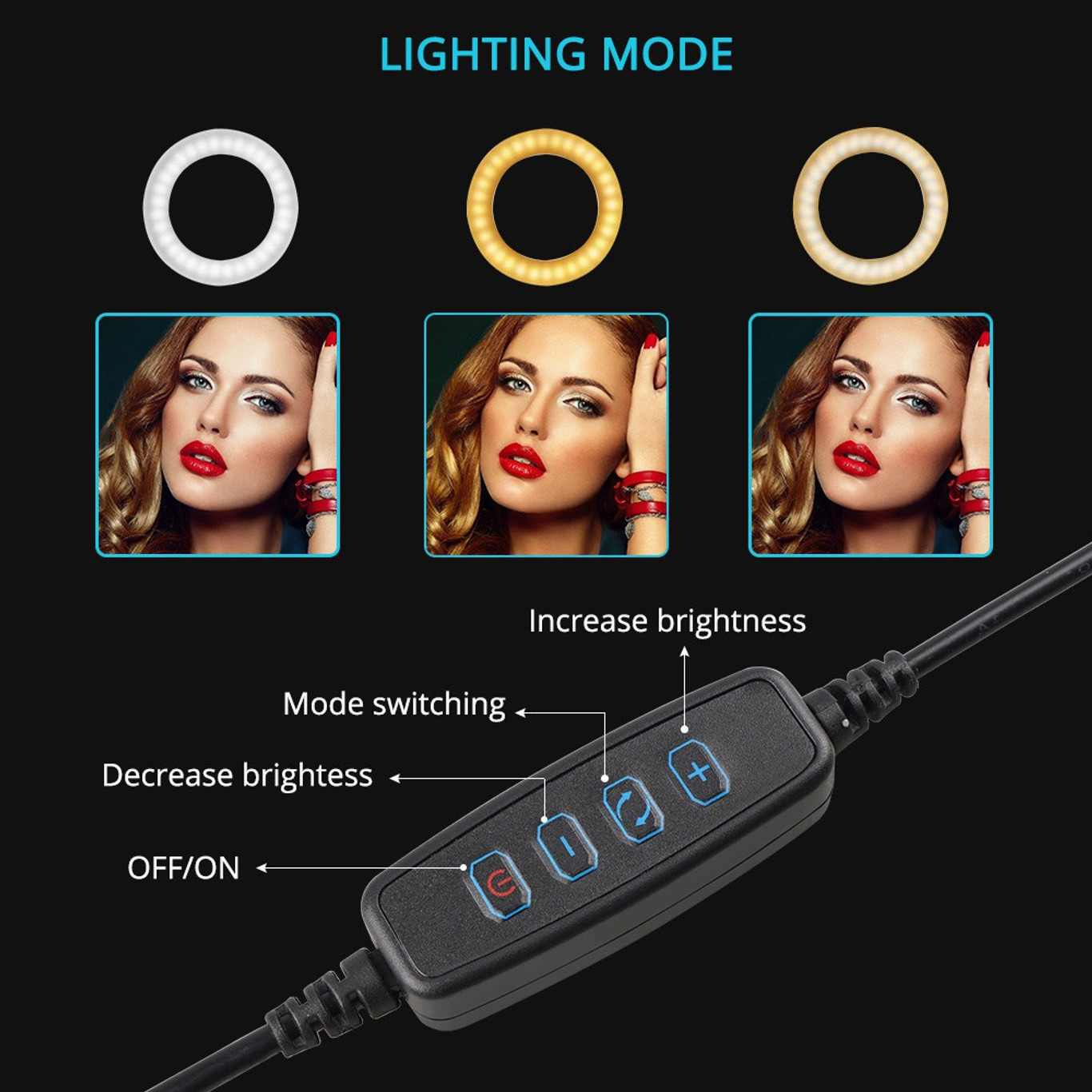 Tripod, 12 Inches Ring Light with Stand, 85 Inch Foldable Tripod, 3 Colour Switch Mode, Ring Light with USB for Studio, YouTube, Video Shoot Live Stream Makeup Compatible with iPhone, Smartphone