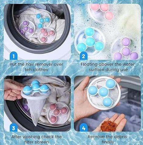 Washing Machine Floating Lint Mesh Bag Hair Filter Net Pouch Washing Lint Hair Remover Net,Mesh Bag Dryer (Pack of - 2)