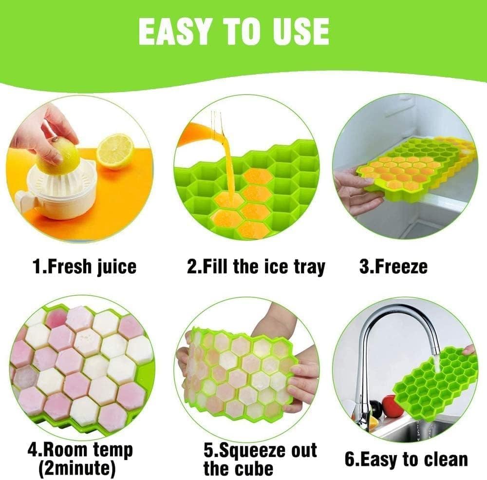 Ice Cube Tray Silicone for Freezer Flexible Shape Honeycomb for Chocolate Cake Maker Mould, Chilled Drinks, Reusable Kitchen Accessories Items (Multi Color)