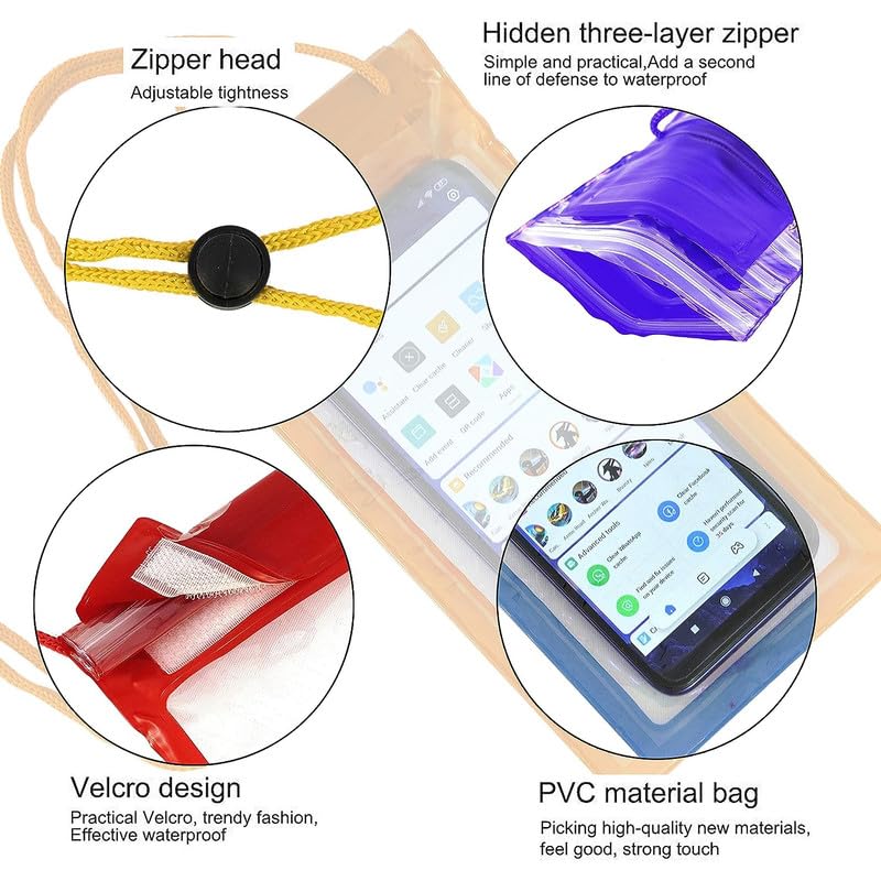 Mobile Phone Cover PVC Waterproof Sealed Mobile Rain Protection Pouch Cover Case,Dust Proof, Touch Sensitive,Sealed, Safe for All Phones