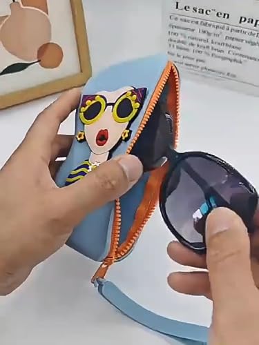 Cute Silicone Sunglass Case with Zipper & Wrist Strap – Soft Protective Glasses Holder