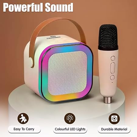 Buy Rechargeable Karaoke Mic with Speaker for Singing | Wireless Mini Portable Bluetooth Speaker with Microphone & LED Lights | Cute Birthday Gift for Kids Musical Toys for Boys, Girls and Adults Online at Dmark