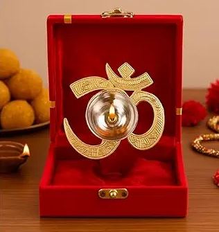 Buy Premium OM Shaped Metal Diya with Case | Strong & Durable Decorative Diya for Diwali, Navratri & Home Mandir Decor | Pooja Essentials & Festive Gifting Item Online at Dmark