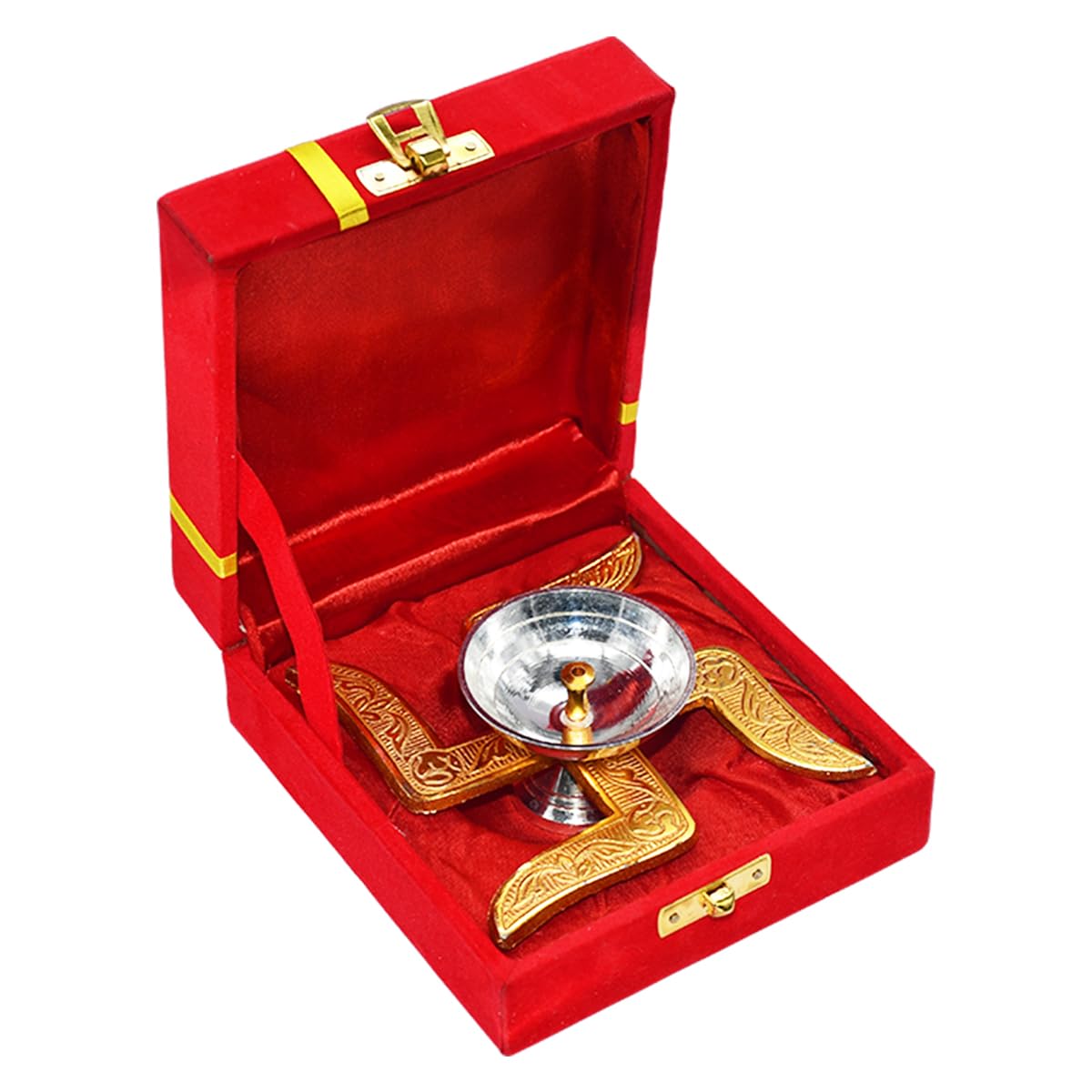  Swastik Diya with Velvet Gift Box ,Home Decor - Puja Spiritual Return Gift Set