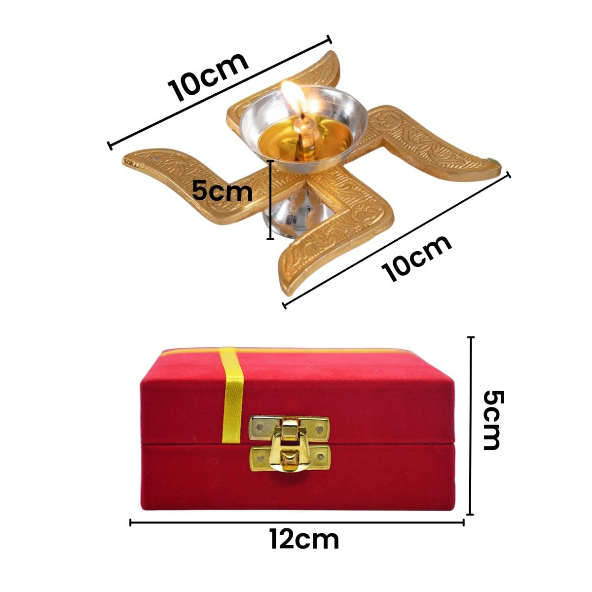  Swastik Diya with Velvet Gift Box ,Home Decor - Puja Spiritual Return Gift Set