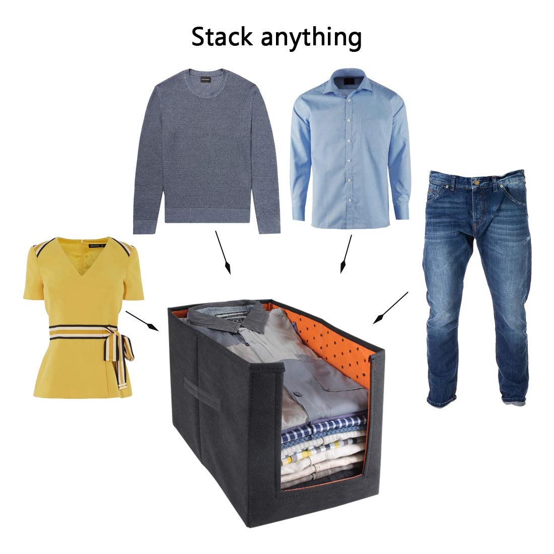 Non Woven Large Capacity Shirt Stacker/Foldable & Stackable Closet Wardrobe Cupboard Organizer/Foldable Storage Box (26cmx38x26 cm)