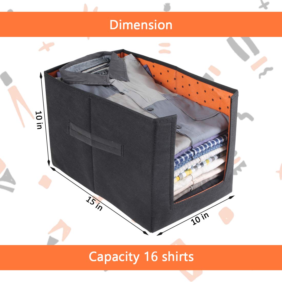Non Woven Large Capacity Shirt Stacker/Foldable & Stackable Closet Wardrobe Cupboard Organizer/Foldable Storage Box (26cmx38x26 cm)