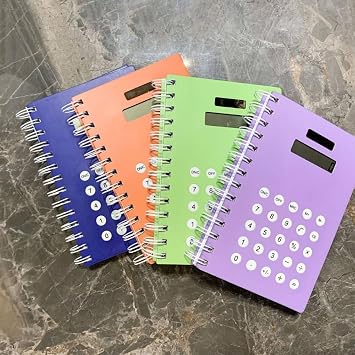 Notepad with Built-In Solar Calculator | Perfect for Student & Travel Diary | Ideal for Notes, Writing, Sketching | Standard Function, Large Button -1pcs (Multicolour)
