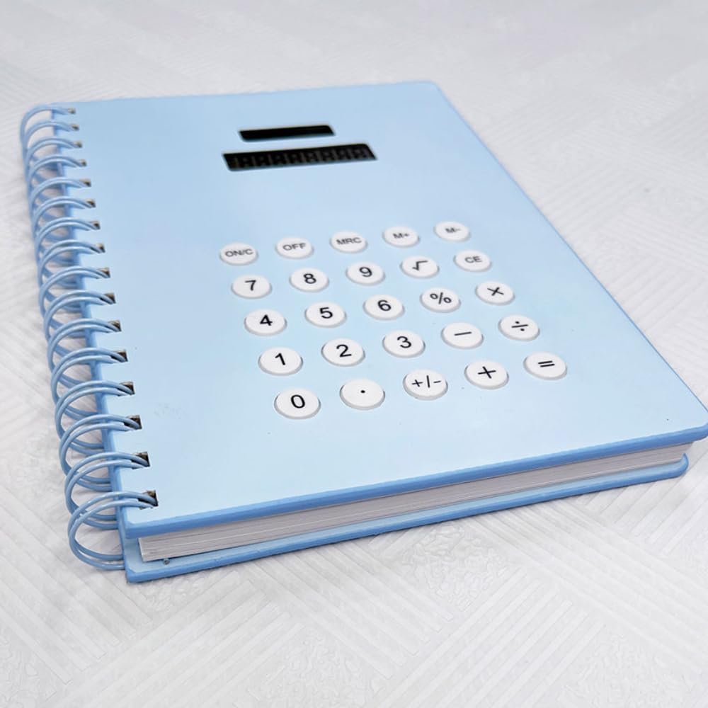 Notepad with Built-In Solar Calculator | Perfect for Student & Travel Diary | Ideal for Notes, Writing, Sketching | Standard Function, Large Button -1pcs (Multicolour)