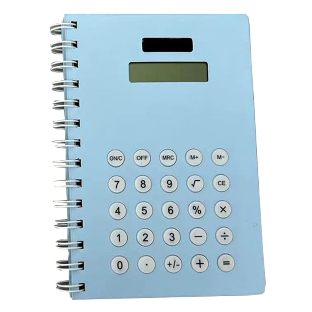 Notepad with Built-In Solar Calculator | Perfect for Student & Travel Diary | Ideal for Notes, Writing, Sketching | Standard Function, Large Button -1pcs (Multicolour)