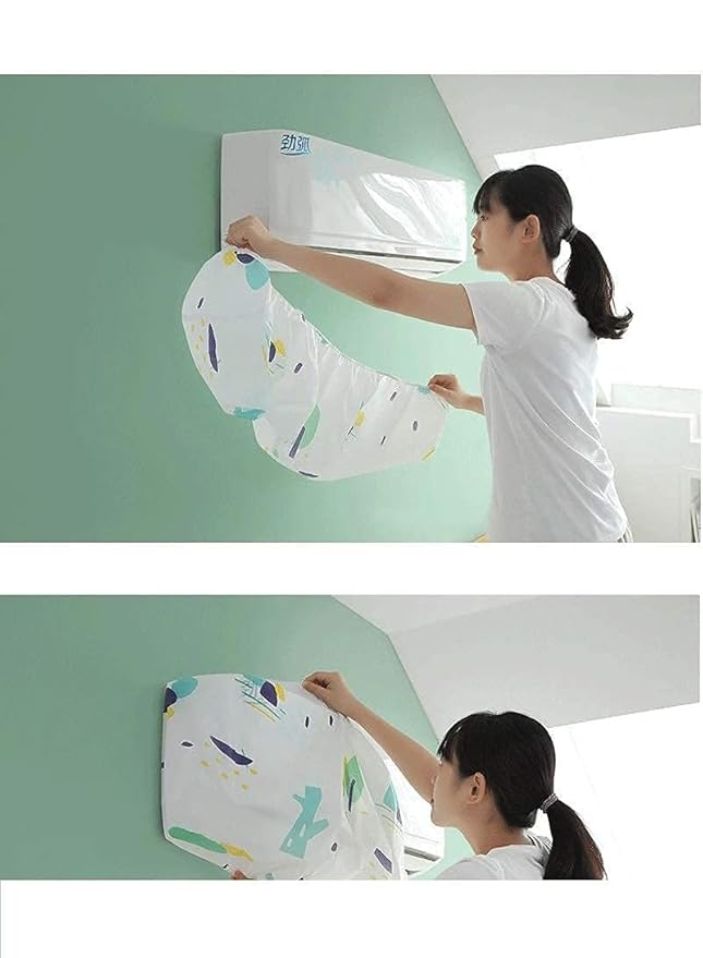 Air Conditioner Cover for 1.5 & 2 Ton Split AC Dustproof Waterproof Stretchable AC Cover with Elastic For All Company Indoor Unit Cover 110*33*31 CM (Multi Color Design, 1 Pcs)