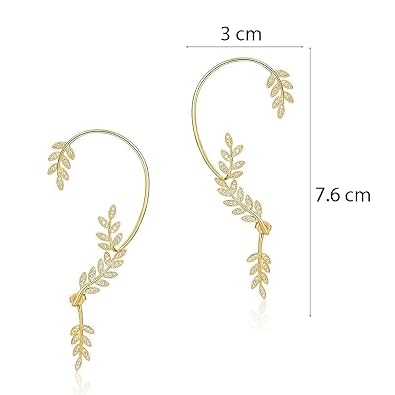Luxury Leaf Shape Butterfly Clip No Piercing Earrings Female Crystal Tassel Ear Clip Sparkling Zircon Fashion Jewelry Accessories