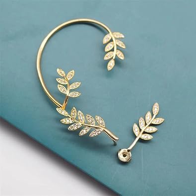 Luxury Leaf Shape Butterfly Clip No Piercing Earrings Female Crystal Tassel Ear Clip Sparkling Zircon Fashion Jewelry Accessories
