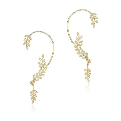 Luxury Leaf Shape Butterfly Clip No Piercing Earrings Female Crystal Tassel Ear Clip Sparkling Zircon Fashion Jewelry Accessories