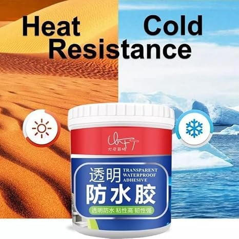 Crack Seal Glue - 300gm with Brush Transparent Waterproof Glue for Roof Leakage Crack Seal Agent Roof Water Leakage Solution Water Proof Glue, Waterproofing for Pipe Wall Tiles - 300gm