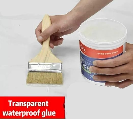 Crack Seal Glue - 300gm with Brush Transparent Waterproof Glue for Roof Leakage Crack Seal Agent Roof Water Leakage Solution Water Proof Glue, Waterproofing for Pipe Wall Tiles - 300gm