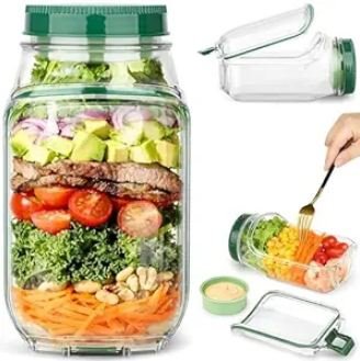 Buy Leakproof Salad Jar with Side Opening & Dressing Container | Portable BPA-Free Salad Lunch Box | Airtight Mason Jar Style Salad Container Online at Dmark