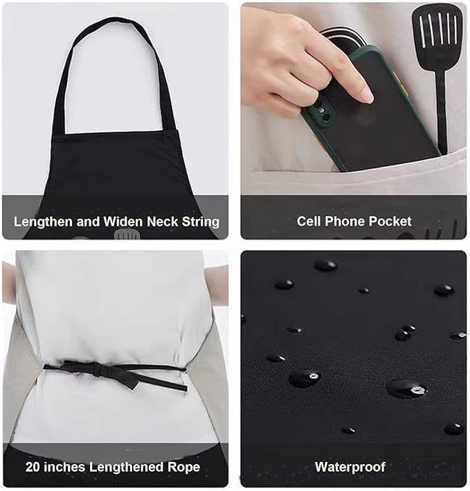 Apron for Kitchen Cooking Waterproof Apron for Women Men with Pockets and Side Coral Velvet for Wiping Hands Towel Grill Cooking