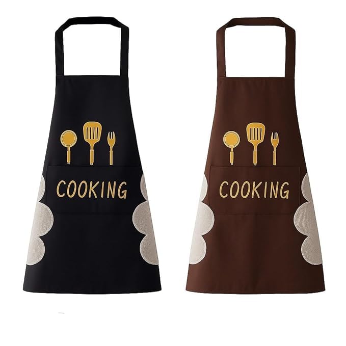 Buy Apron for Kitchen Cooking Waterproof Apron for Women Men with Pockets and Side Coral Velvet for Wiping Hands Towel Grill Cooking Online at Dmark