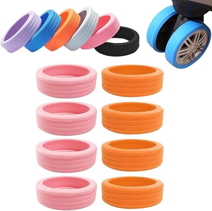 Silicone Luggage Wheel Covers for Suitcase, Luggage Caster Cover for 8 Spinner Wheels | Shock-Proof, Protect Suitcase Wheels and Reduce Noise Pack of 8 Pcs