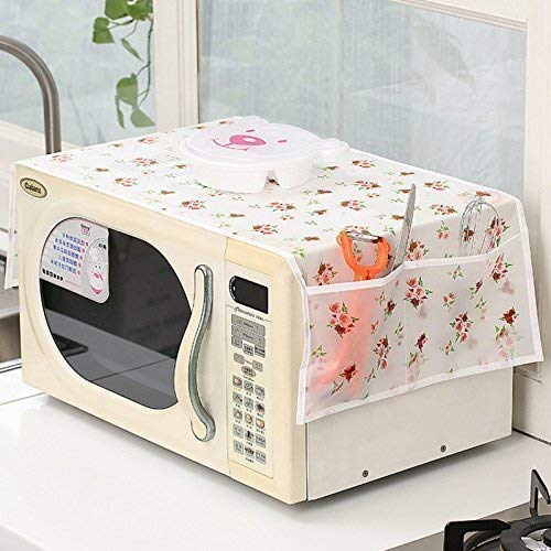 Dustproof Microwave Oven Cover with 2 Pockets Waterproof Greaseproof Oil Proof Oven Cover 85 x 35 cm