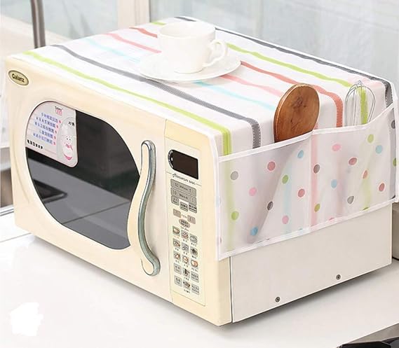 Dustproof Microwave Oven Cover with 2 Pockets Waterproof Greaseproof Oil Proof Oven Cover 85 x 35 cm