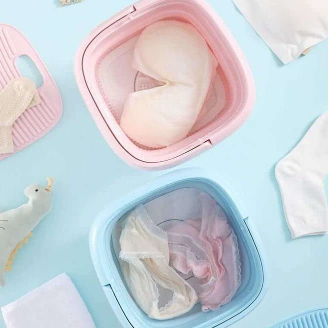 Mini Foldable Washing Machine Portable Compact Laundry Washer Small Space-Saving Electric Washing Machine for Clothes Socks Underwear Travel Dorm Home Use