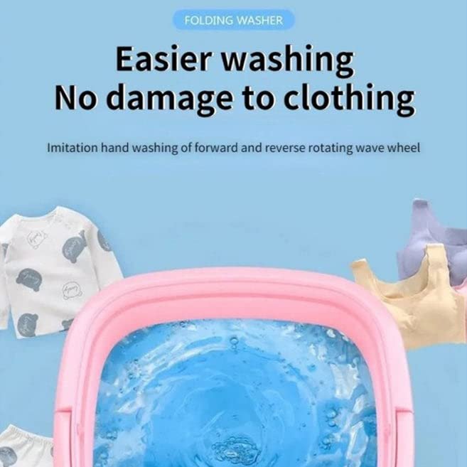Mini Foldable Washing Machine Portable Compact Laundry Washer Small Space-Saving Electric Washing Machine for Clothes Socks Underwear Travel Dorm Home Use