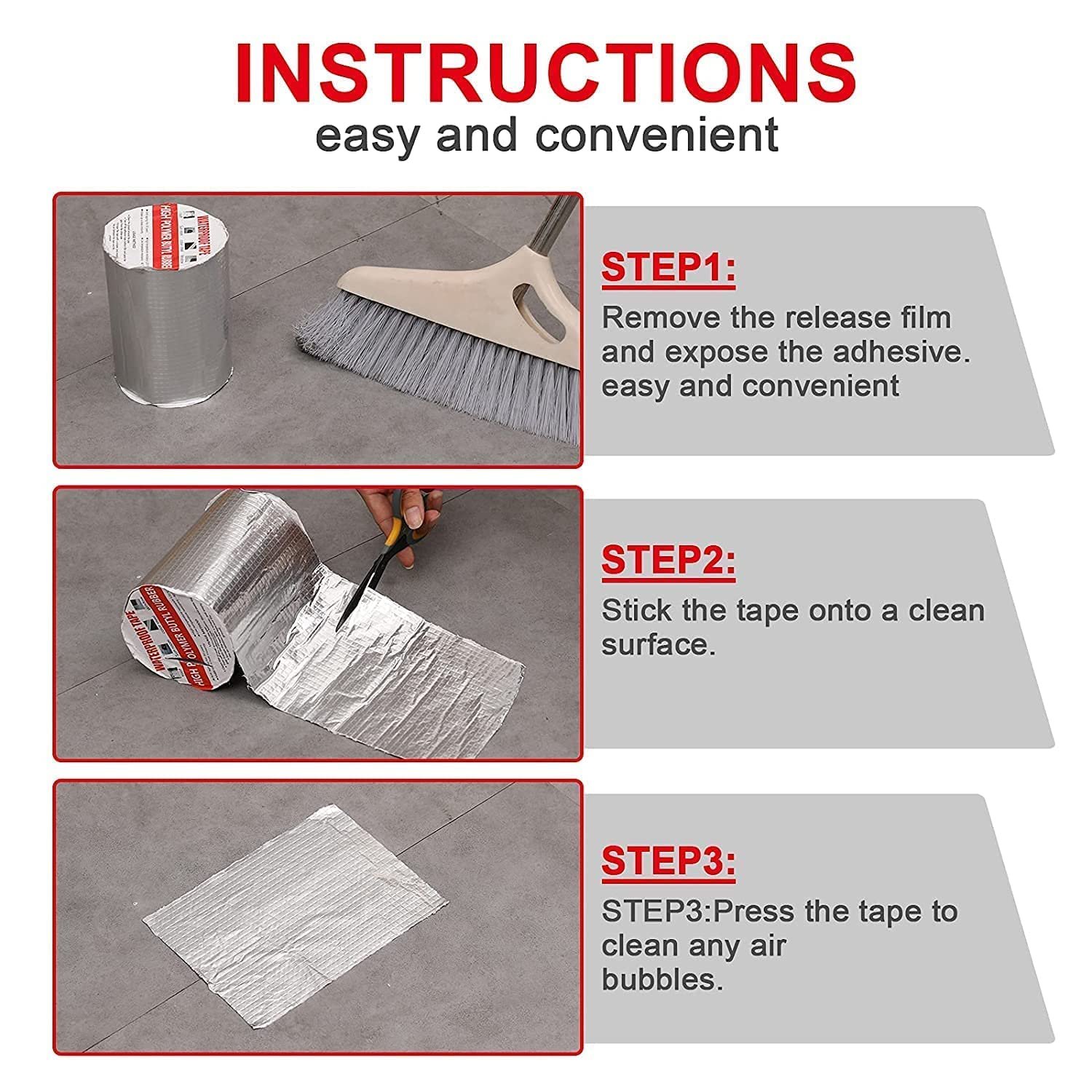 Super Strong Waterproof Butyl Tape for Leakage Repair – Self Adhesive Heavy Duty Aluminum Foil Tape for Roof Waterproofing, Water Leakage, Pipe, Wall & Tank Sealing