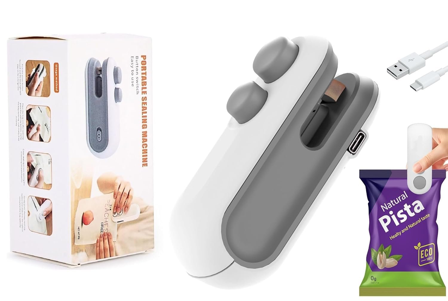 Buy Mini Sealer USB C Rechargeable Sealer 2 In 1 Sealer Heat Seal With Cutter And Magnet Mini Resealer Machine For Plastic Snack Kitchen supplies Online at Dmark