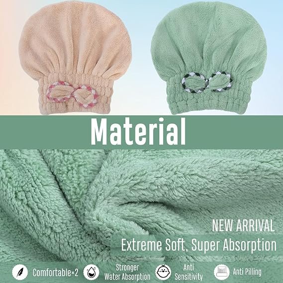 Microfiber Hair Drying Cap,Hair Towel Cap,Fast Coral Velvet Hair Drying Towel with Bow-Knot,Quick Dry
