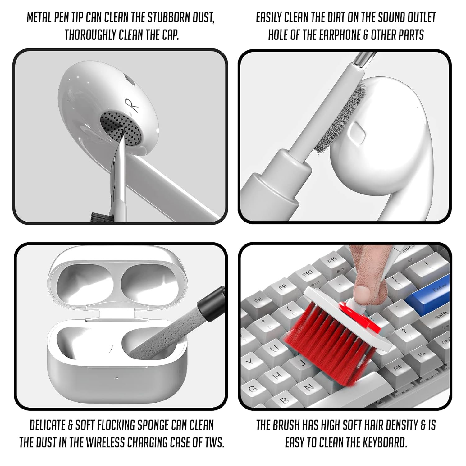 5-in-1 Multi-Function Laptop Cleaning Brush/Keyboard Cleaning kit/Gadget Cleaning kit Gap Duster Key-Cap Puller for Laptop, Keyboard and Earphones(Multi Colour)