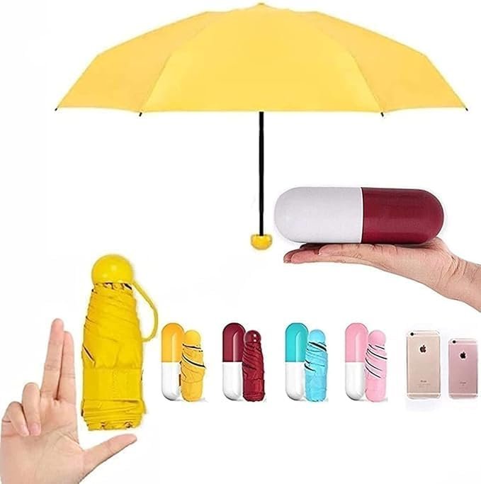 Mini Capsule Umbrella Waterproof & WindProof Ultra UV Light Protective Compact & Small Umbrella With Cute Capsule Case