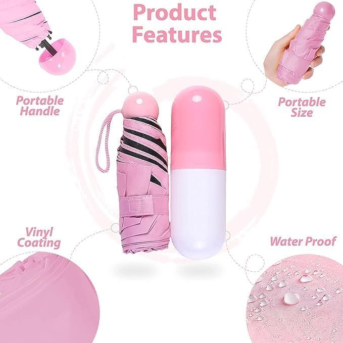 Mini Capsule Umbrella Waterproof & WindProof Ultra UV Light Protective Compact & Small Umbrella With Cute Capsule Case