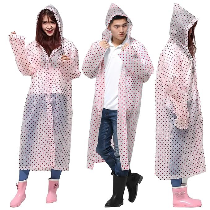 EVA Raincoat with Hood Transparent Water Resistant Rainwear Bike Rainsuit for Men & Women (Universal, Random)