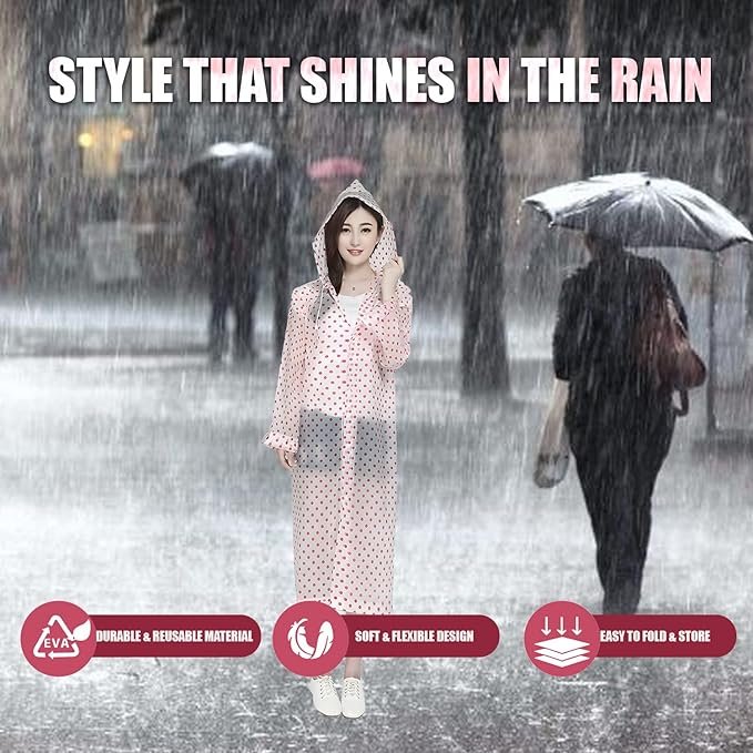 EVA Raincoat with Hood Transparent Water Resistant Rainwear Bike Rainsuit for Men & Women (Universal, Random)