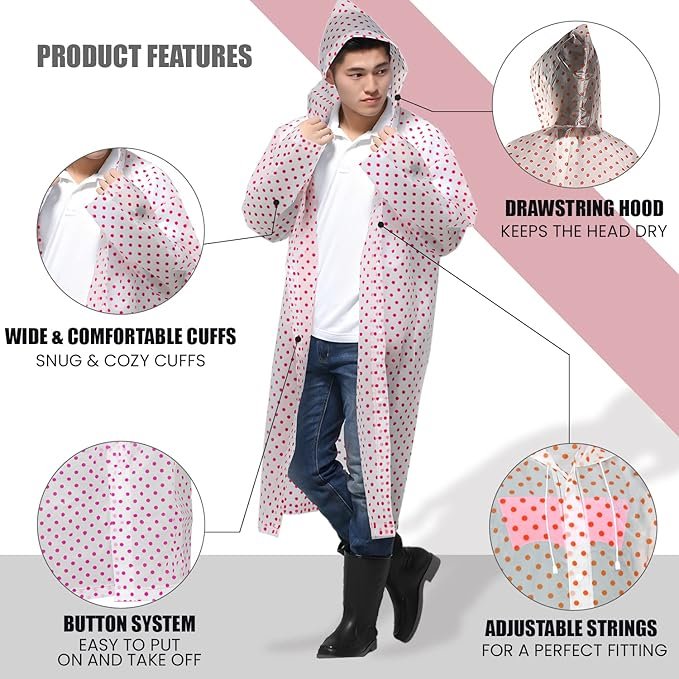 EVA Raincoat with Hood Transparent Water Resistant Rainwear Bike Rainsuit for Men & Women (Universal, Random)