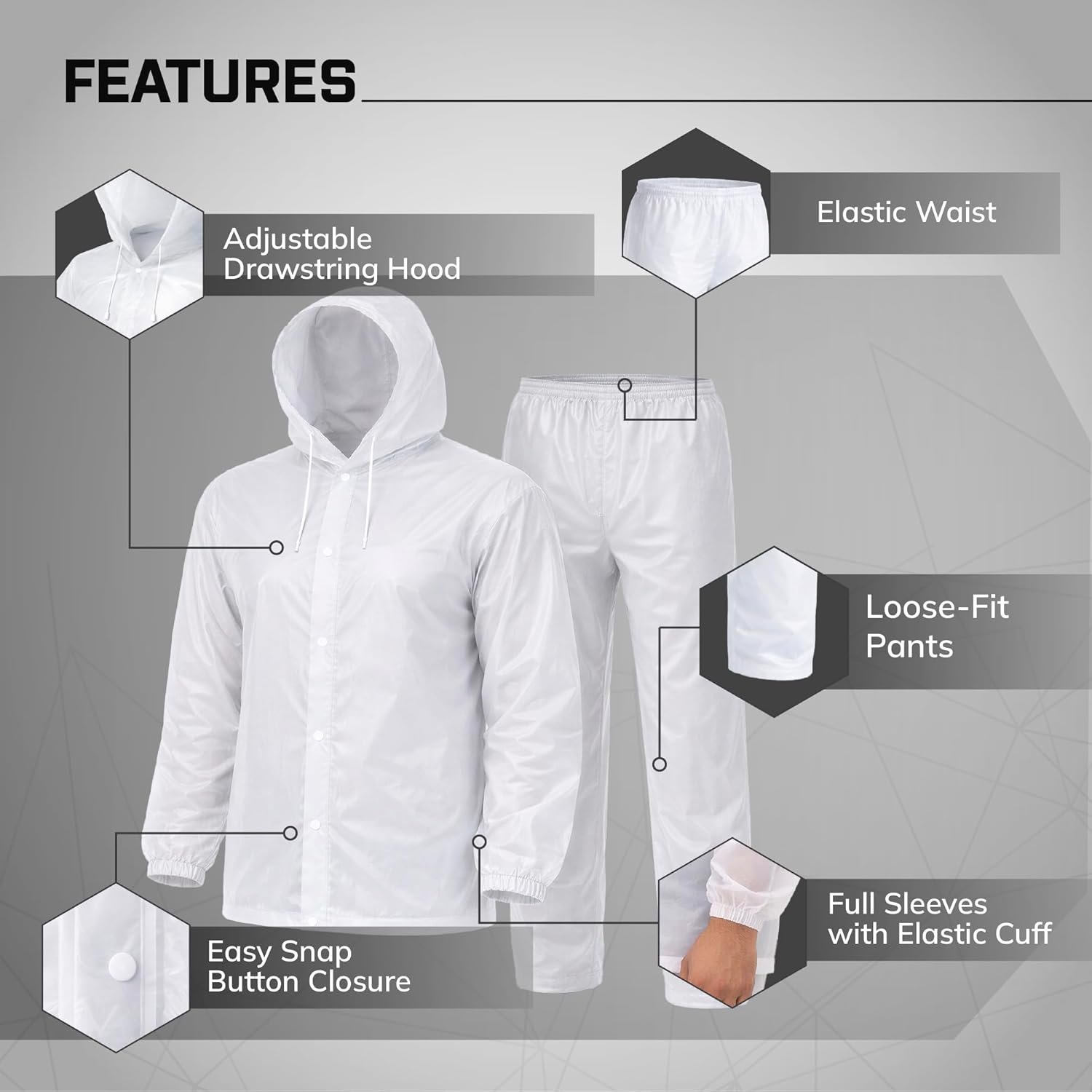 Unisex EVA Rainsuit Jacket & Pant Set (Pack of 1)|Transparent| Waterproof Raincoat for Men & Women | Hooded Full Body Rain Protection | Lightweight, Reusable Rain Wear for Bike & Outdoor Use