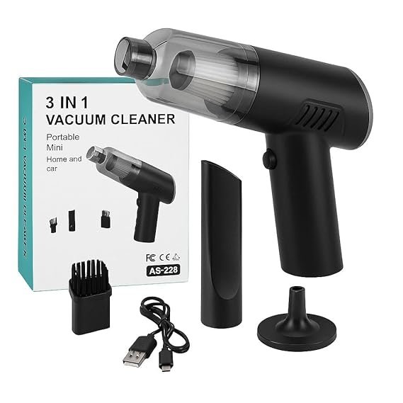 Buy Powerful 3-in-1 Vacuum Cleaner for Car & Home – Compact, Cordless, Wet & Dry, Blower Function, Mini & Portable for Sofa, Dust, and Deep Cleaning Online at Dmark