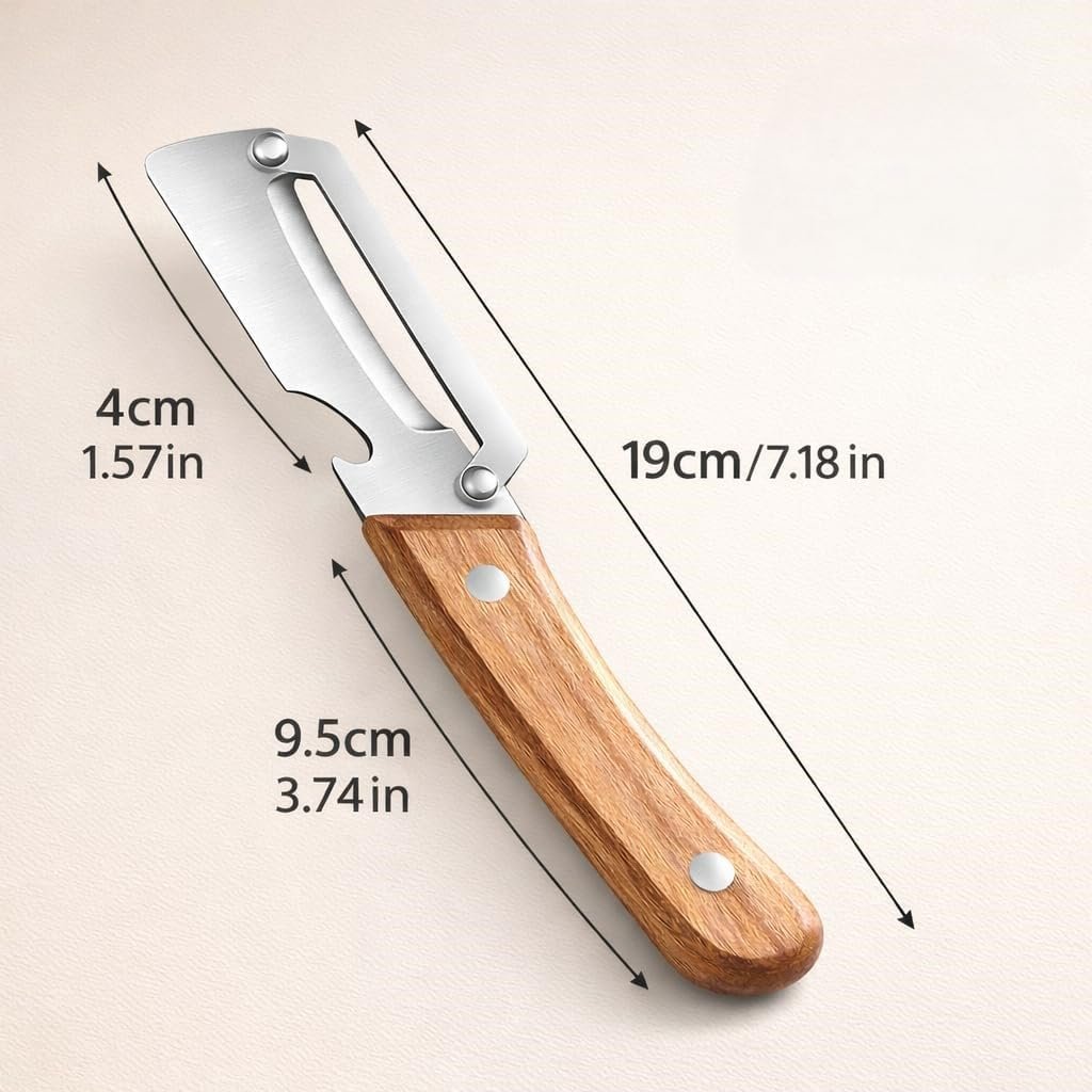 Premium Vegetable Peeler with Wooden Handle Heavy Duty Stainless Steel, 2-in-1 Dual Blade Design, Sharp Swivel, for Potato, Cucumber, Carrot & Fruit Peeling
