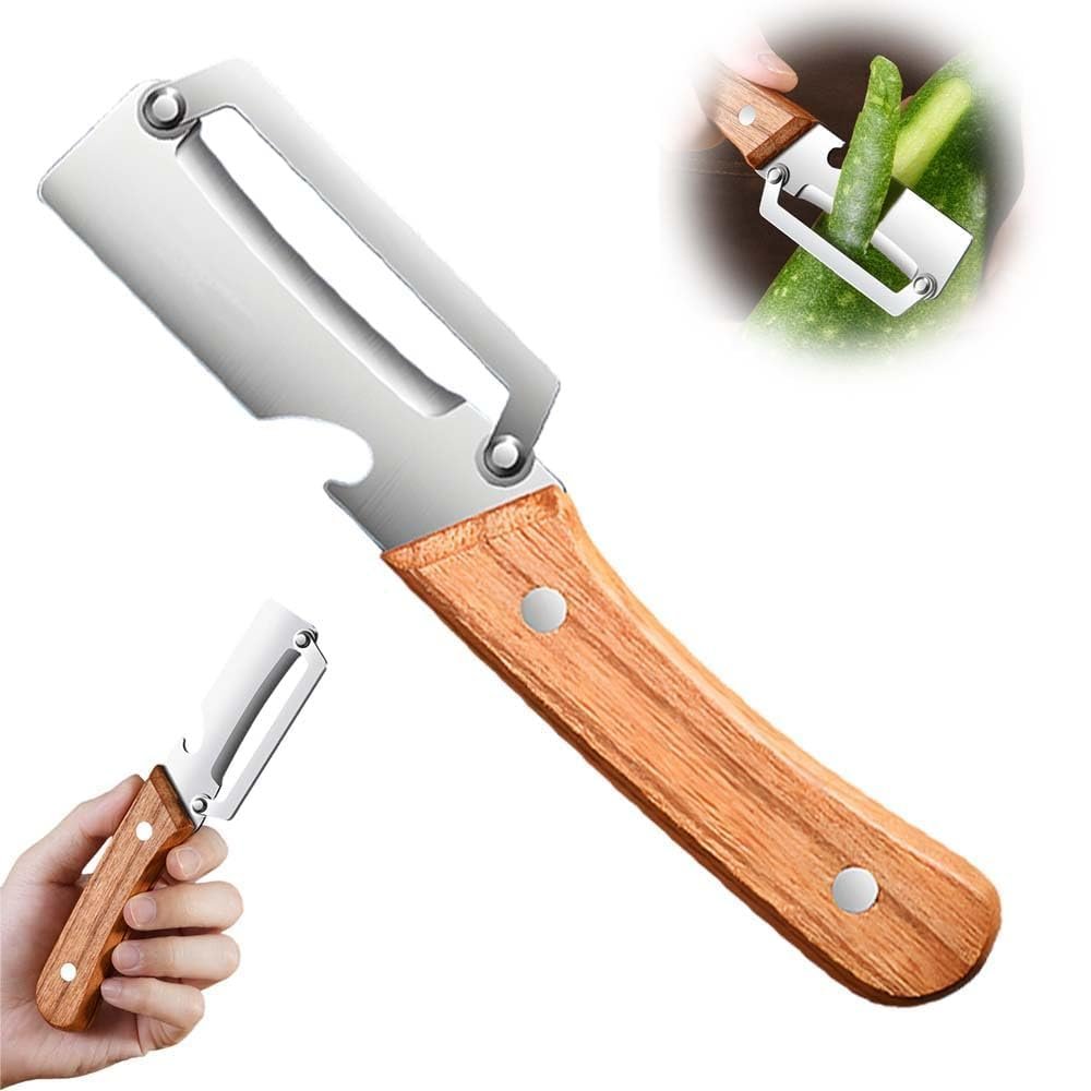 Buy Premium Vegetable Peeler with Wooden Handle Heavy Duty Stainless Steel, 2-in-1 Dual Blade Design, Sharp Swivel, for Potato, Cucumber, Carrot & Fruit Peeling Online at Dmark